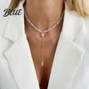 Elegant Pendant Necklace Layered Chain Necklace Y Long Beaded Choker