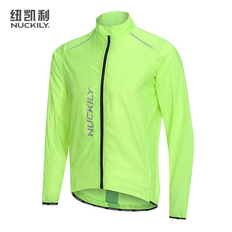 NUCKILY Unisex Cycling Windbreaker Jacket With Reflective Stripes UV Protection Outdoor Riding Apparel