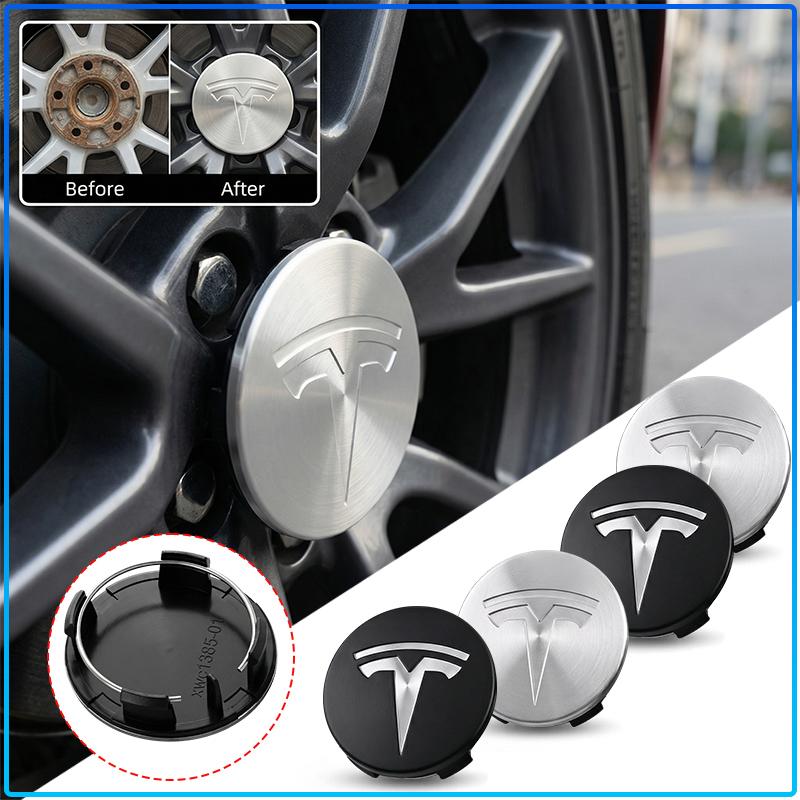 4 stuks 60 mm Auto Wielnaafdopjes Badge Accessoires Voor Tesla Model 3 Model S Model X Model Y Roadster Performance Decoratie