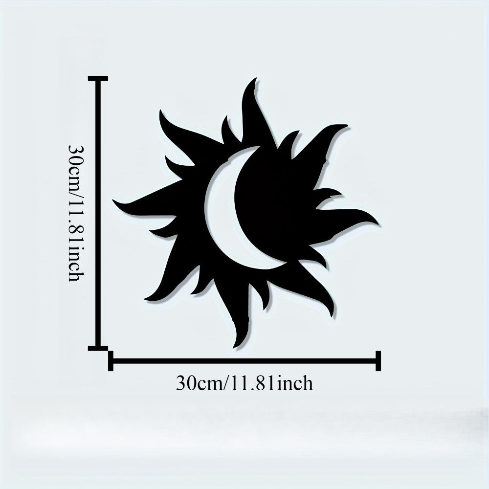 

1pc Black Iron Sun Moon Stars Wall Decor, Heavy Duty Metal Celestial Ornament for Indoor Outdoor Garden Courtyard Office Christmas Gift 12in