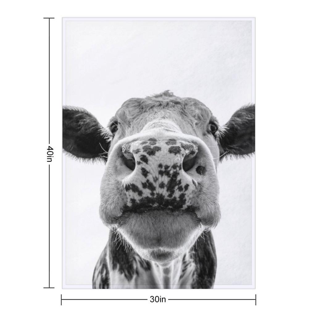 Black and White Cow Print Throw Blanket Baby Flannel Fabric Plush Bed Blankets