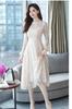MATSUMIZUYU Lace Long Flare Dress with Long High and Lined for and and Fall Women's Sleeves, Sheer, Cute, Waist, Slimming, Stylish, Parties, Weddings,