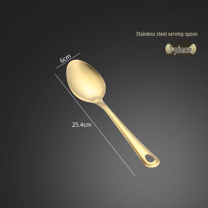 Stainless Steel Kitchen Utensil Set: Serving Spoon, Ladle, Flat Spatula, Slotted Spatula, Small Ladle
