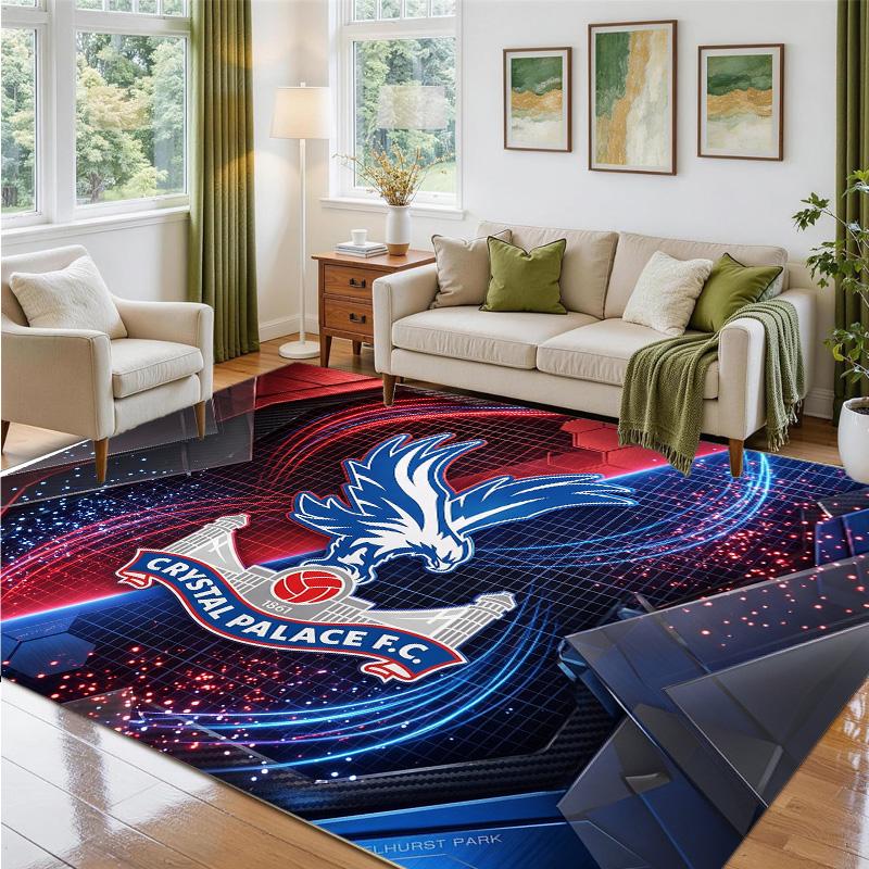 Crystal Palace Football Design Crystal Velvet Rug Soft Decorative Mat for Bedroom Entrance