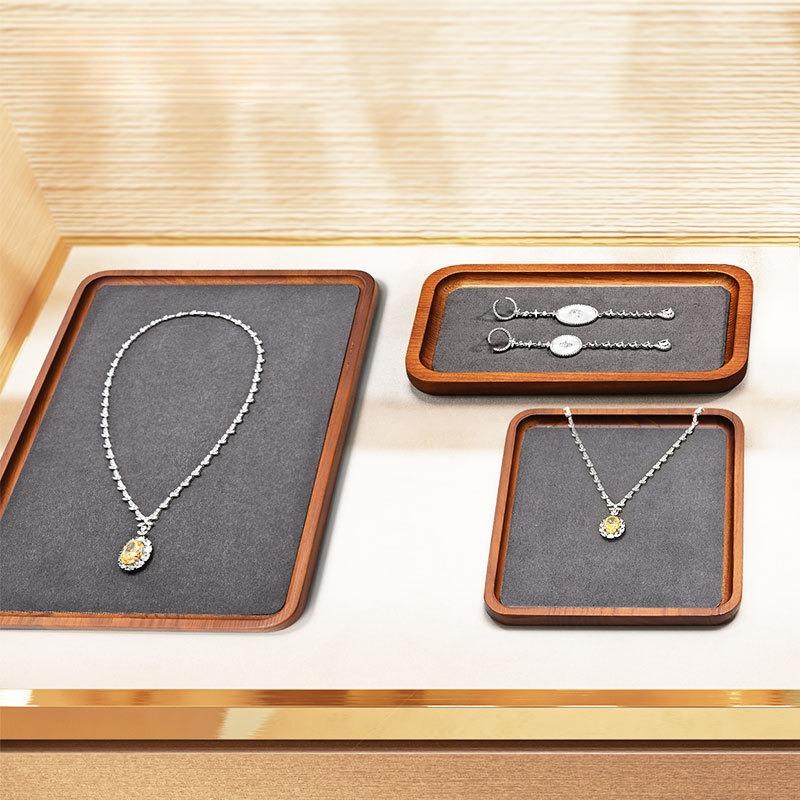 Solid Wood Jewelry Display Tray for Rings, Earrings, Necklaces & Bracelets Showcase