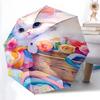 1pc Floral Basket with Cute Cat Automatic Opening Folding Umbrella, Portable Design, 8-Bone Iron Frame, Outdoor, Perfect Gift for Fans, Travelers