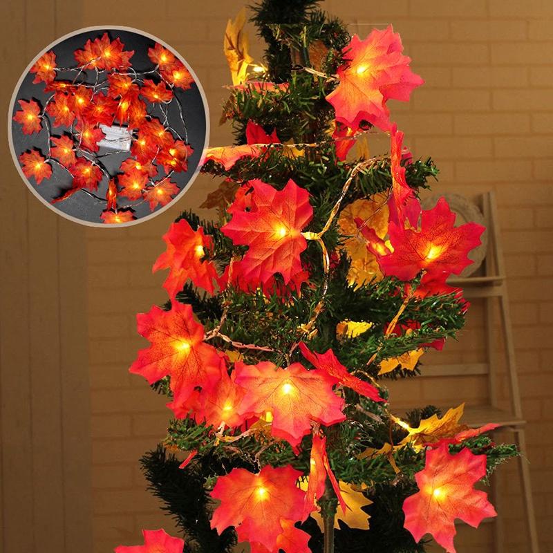 Pendant Maple Christmas Leaves Lighted Fall Garland 102030 Led Lights String