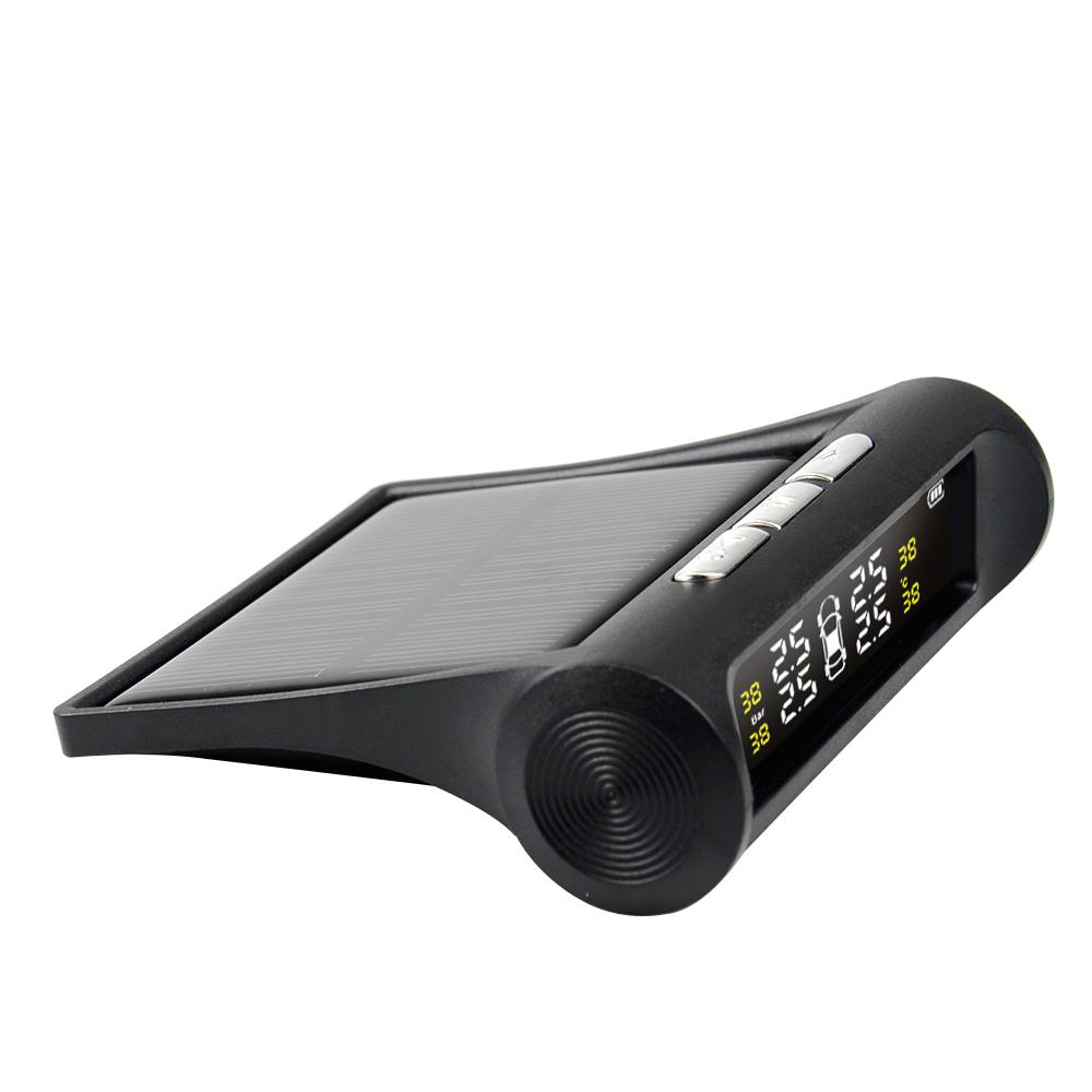 Original Solar Power USB TPMS Car Tire Pressure Monitoring System LCD 4 External / Internal Sensors for SUV Temperature Warning