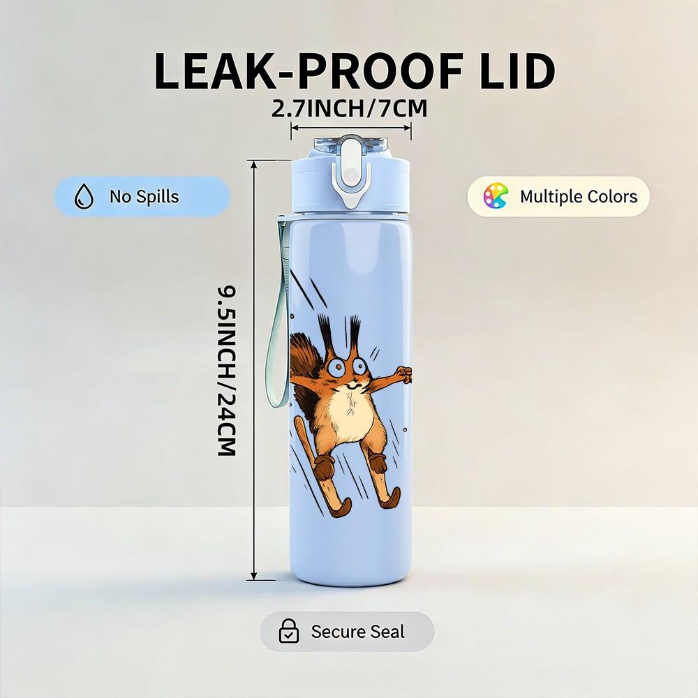1PC Swinging Monkey Cartoon 750ml Color Plastic Sports Water Bottle Leakproof Flip Straw Lid Suitable for Sports Office Home Use