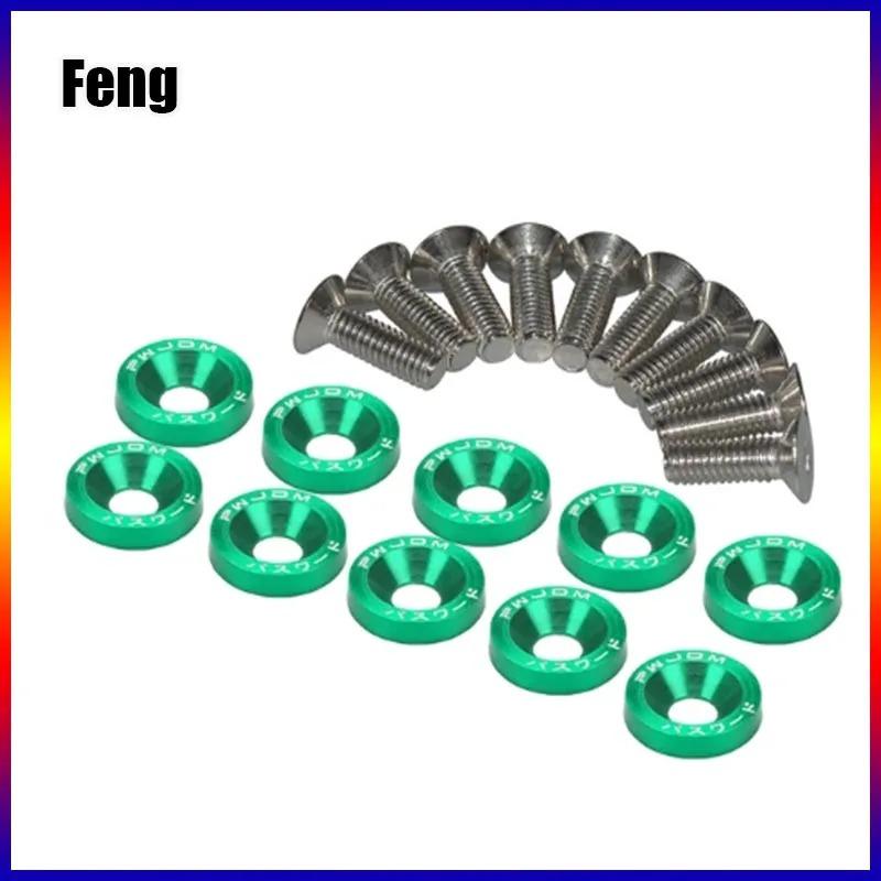 Universal JDM Fender Washers M6 Bolt Set Car Modification Gasket Screw Fender Bumper Engine Aluminum Concave Screws Hex Fastener