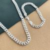 925 Sterling Silver Jewelry Fashion Trend 6mm Sideways Cuban Necklace Bracelet Set Birthday Party Anniversary Gift