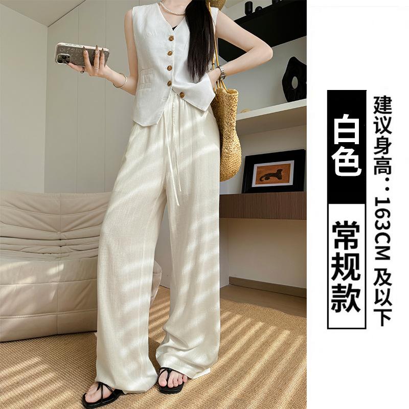 High-quality Linen Cotton Wide-leg Pants Women's Summer Thin Loose Straight Casual Pants Lazy and Thin High-waisted Yamamoto Floor-mopping Pants