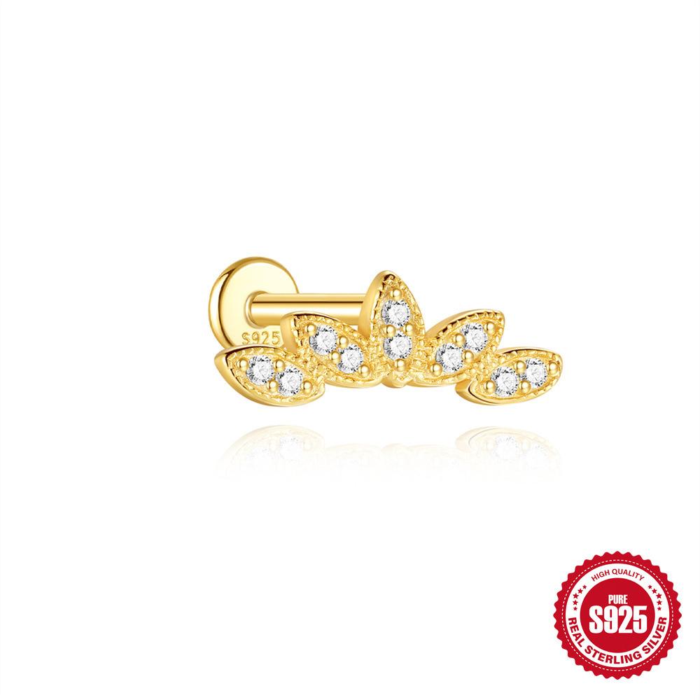 S925 Sterling Silver Horse Eye With Zircon Design Sense, A Simple, Small, Exquisite And Simple Earrings 16G Earrings