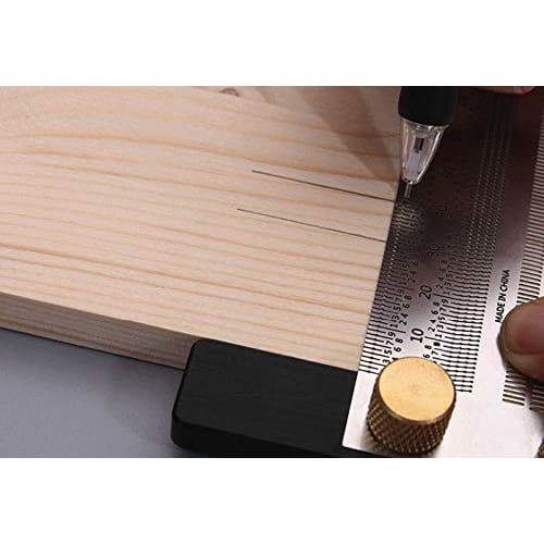 CarAngels Stainless Steel Woodworking Marking Gauge, 90-Degree Ruler, Square, Stop Square with Holes, Carpentry Marking Tool (300mm)