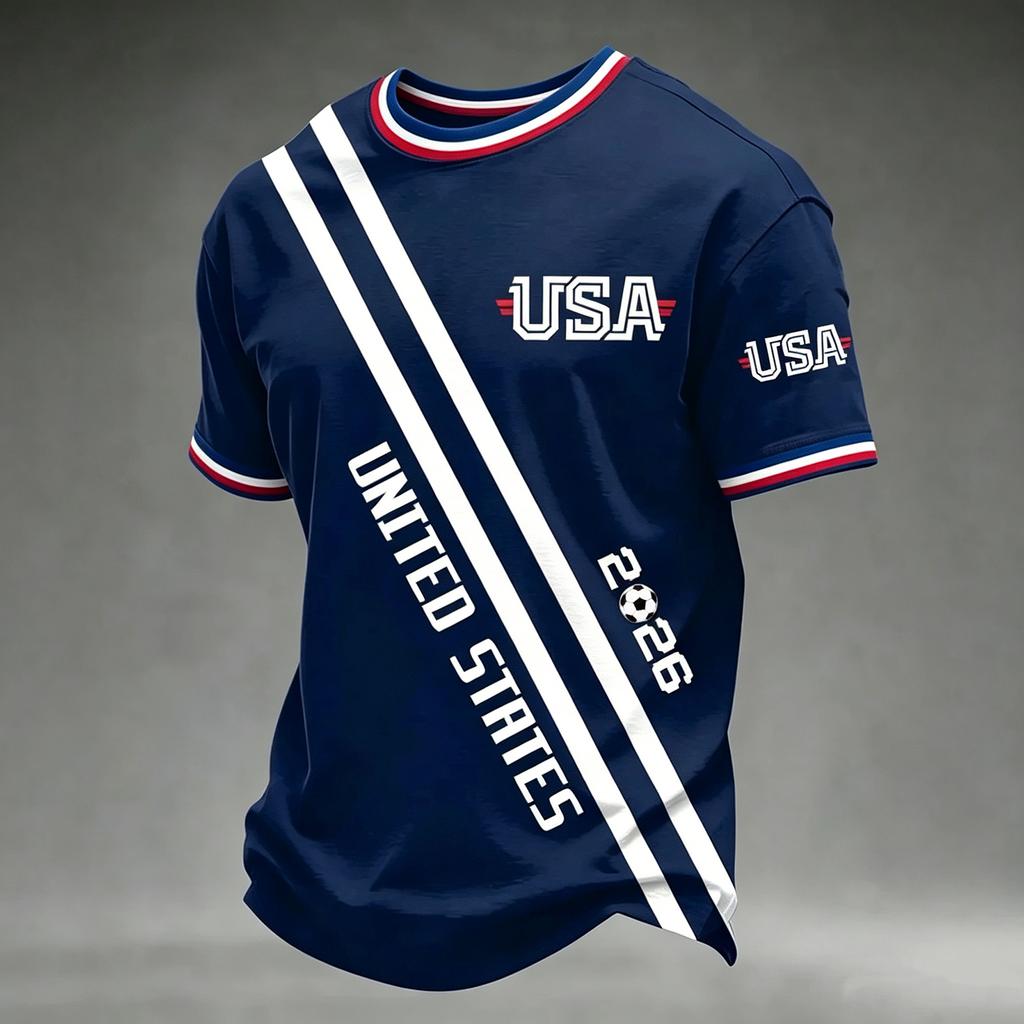 Men's Casual Lightweight Breathable Short Sleeve Crew Neck T Shirt with Graphic Print USA Design for Everyday Wear