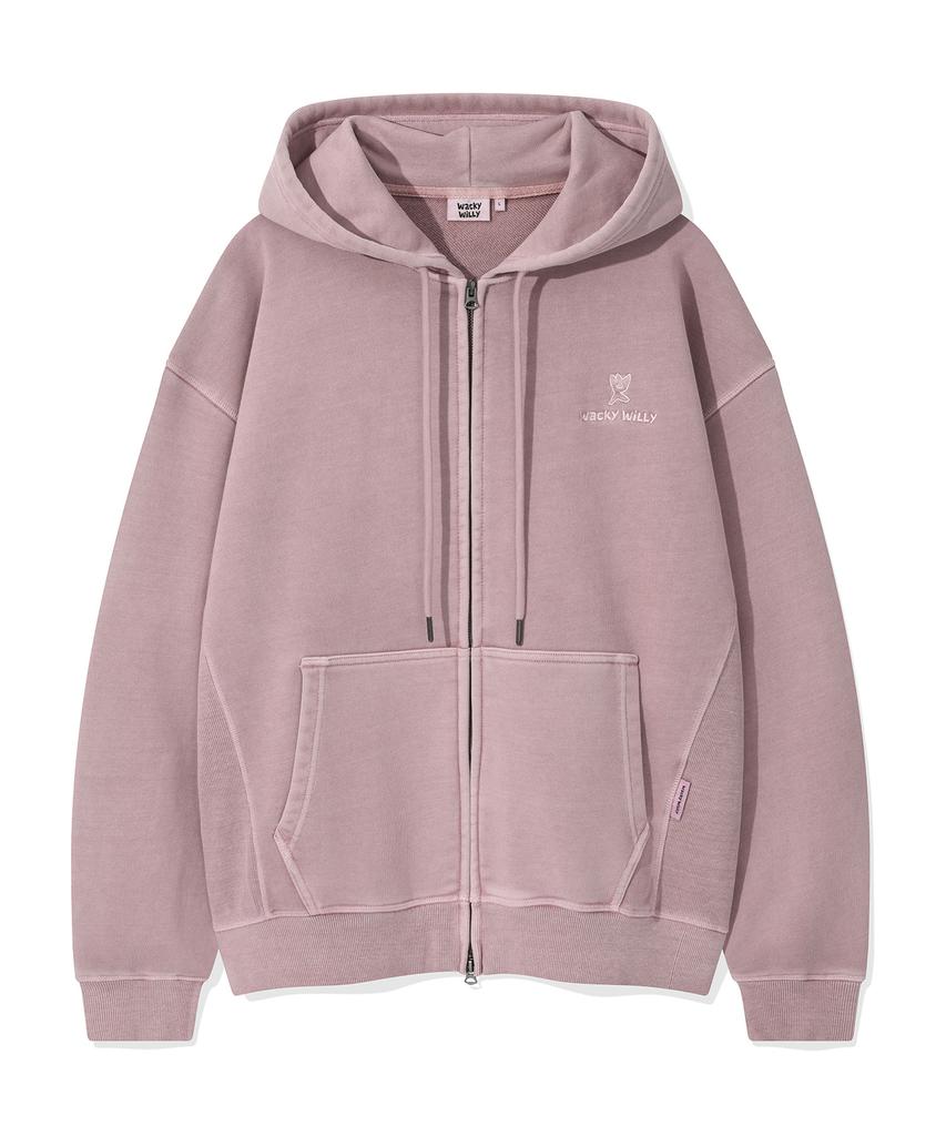 Wacky Willy Pigment Zip-Up Hoodie Pink