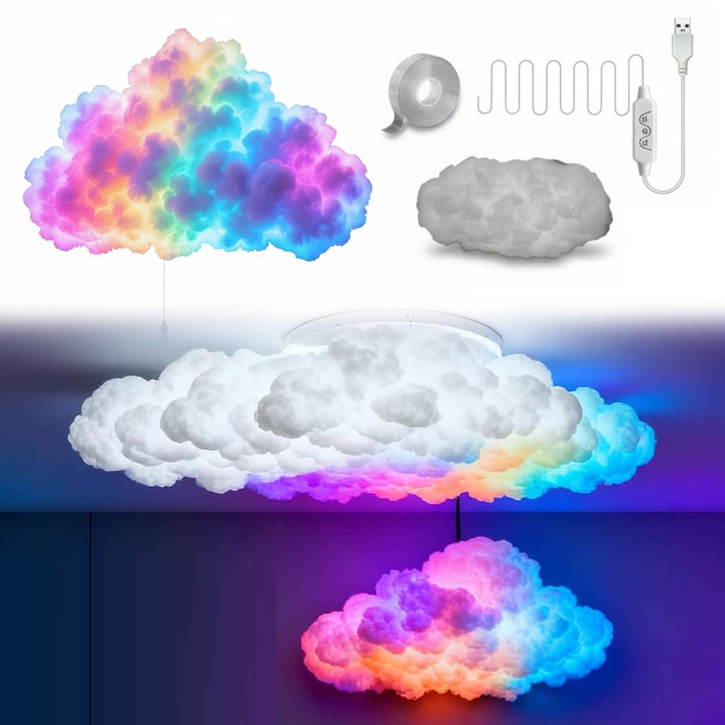 3D Big Cloud Lightning Light USB-Powered Music Sync Color Changing Led Lights for Adults Kids Indoor Home Bedroom