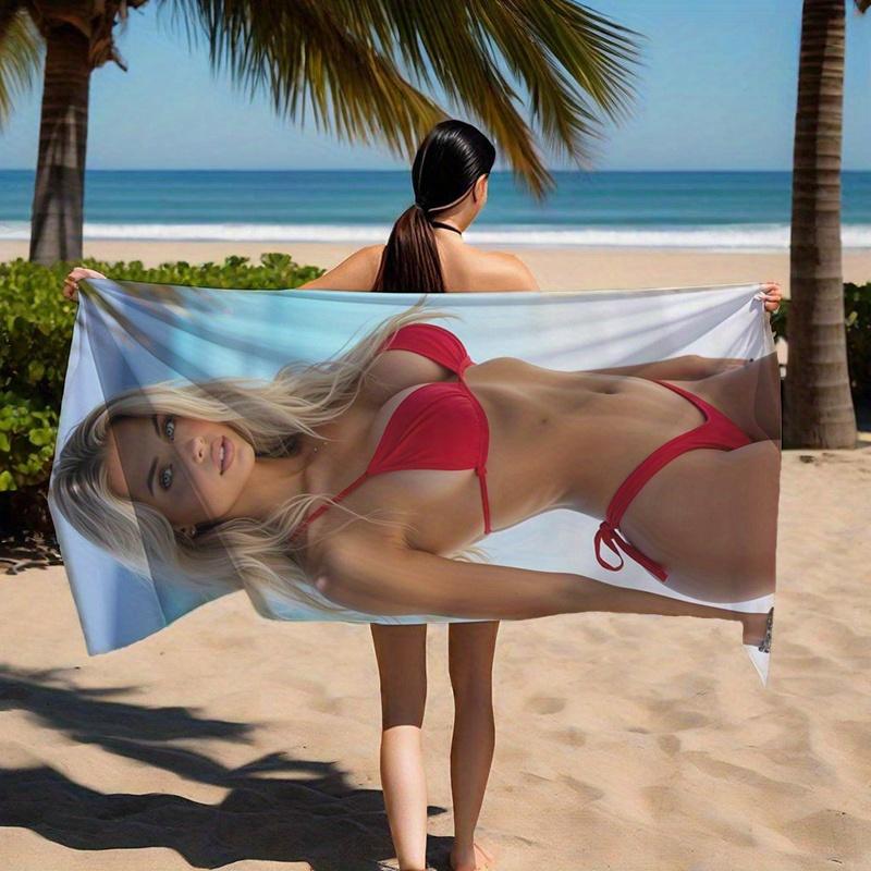 Vibrant Beach Digital Print Microfiber Towel, Soft Fade Resistant for Travel Camping Hiking