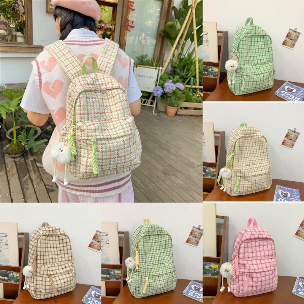 Chic Japanese Plaid Backpack High Quality Lightweight Long-lasting Design