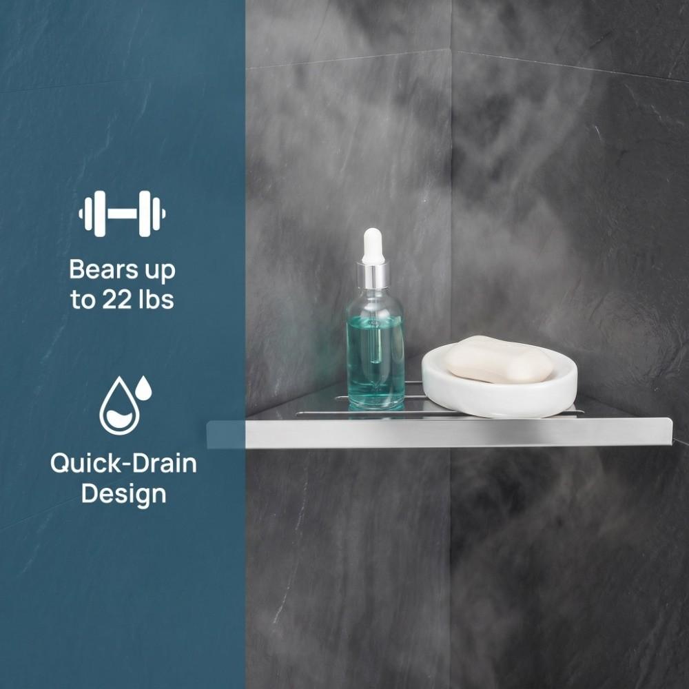 Silver Shower Corner Shelf Stainless Steel Bathroom Shelf Organizer  Bathroom Storage