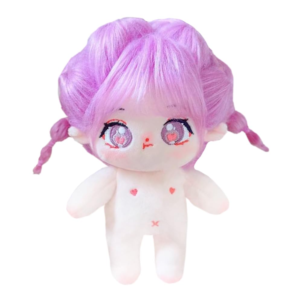 Niannyyhouse 20cm Plush Purple Girl with Fried Hair and Black No Regular Cotton Hair, Attributes, Body, Doll, Dress-Up (17-Includes Skeleton)