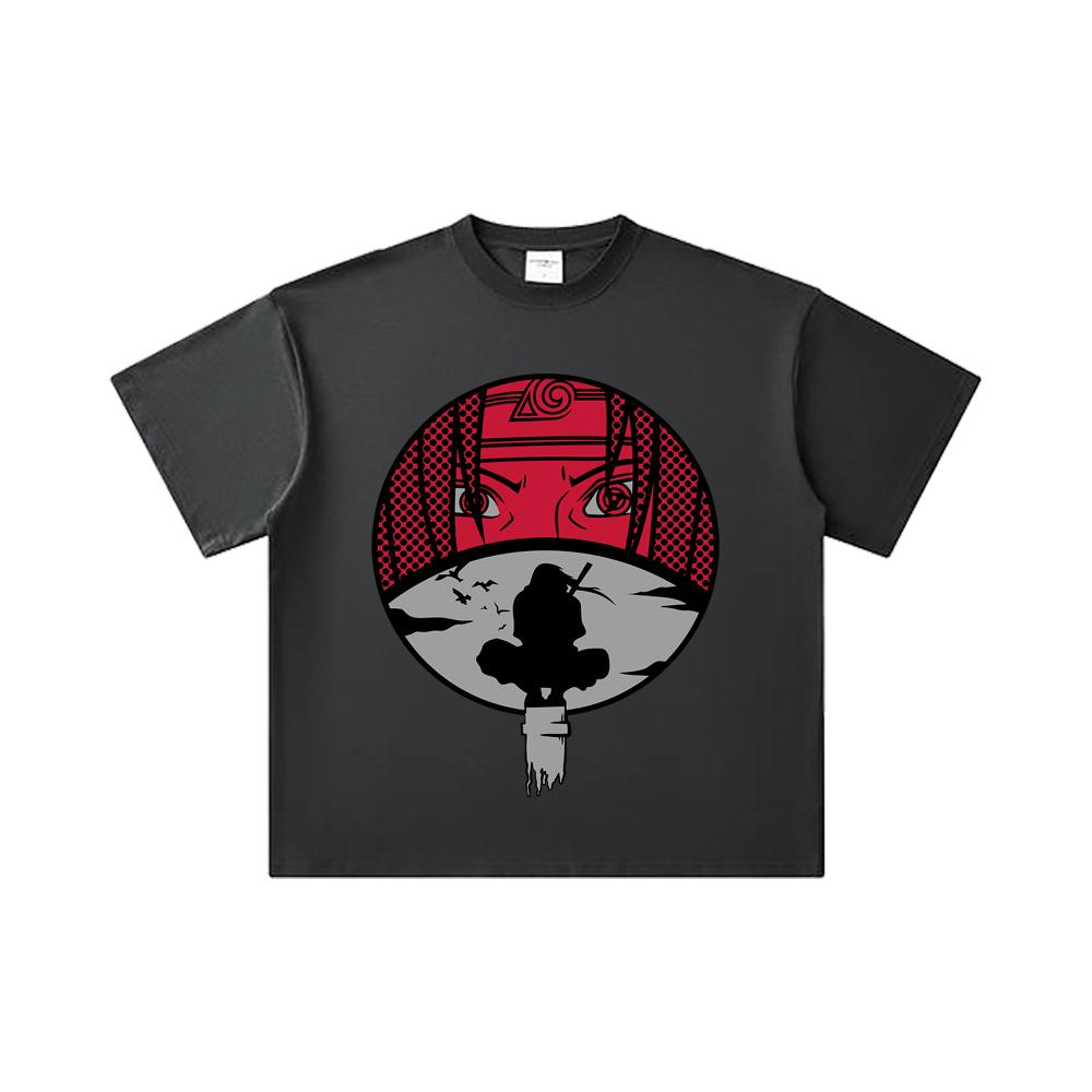 260 GSM Double Yarn 32 Count 100% Cotton Naruto V8 Itachi Print Unisex Heavy Cotton T Shirt