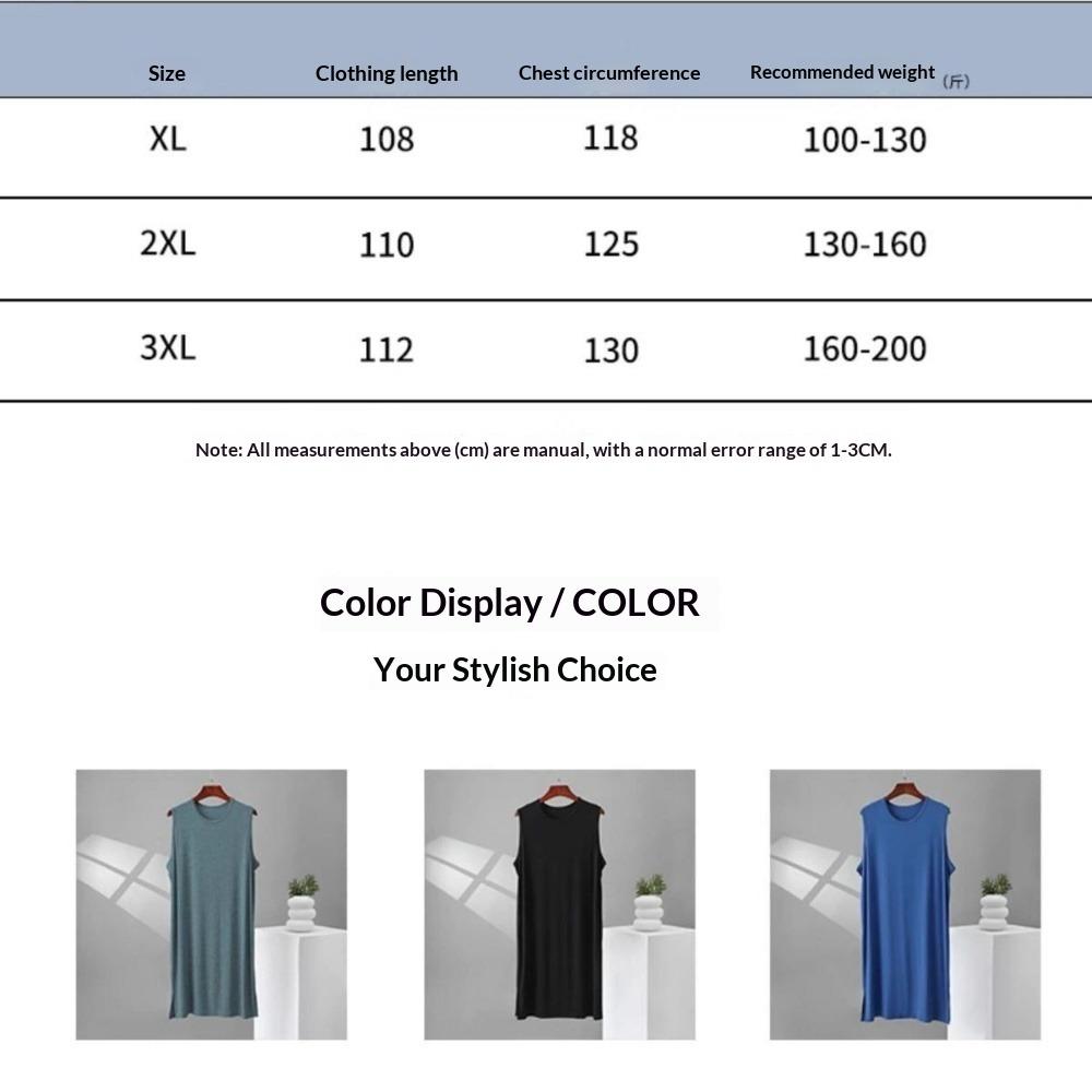 Herren Plus Size Modal Nachthemd Robe - Lockerer Schnitt Sommer Ärmellose Lange Robe, Leichte Bademantel für Übergewichtige Männer