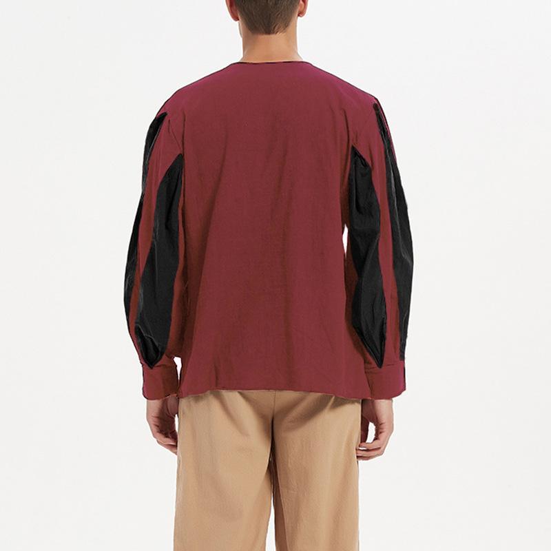 Cămașă cavaler de vară, vintage, cu mâneci lungi, cu șireturi, cămașă de rochie de performanță dramă medievală