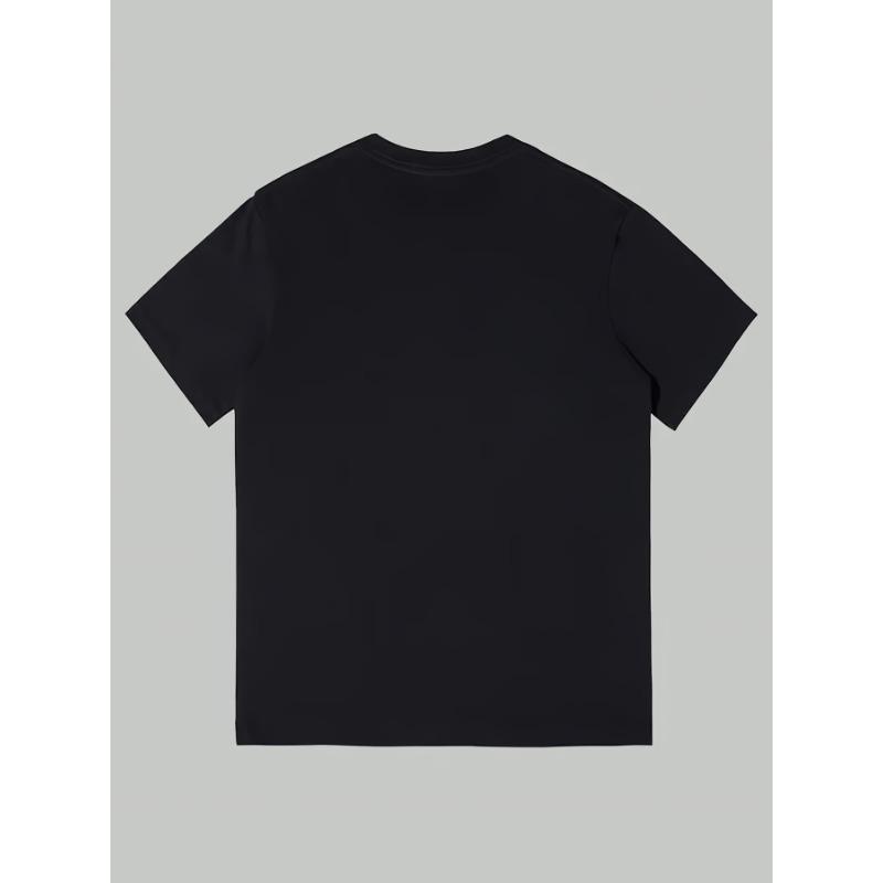 European Size Men's Crew Neck T-Shirt Black Lightning Bolt Skull Print Casual Daily Wear