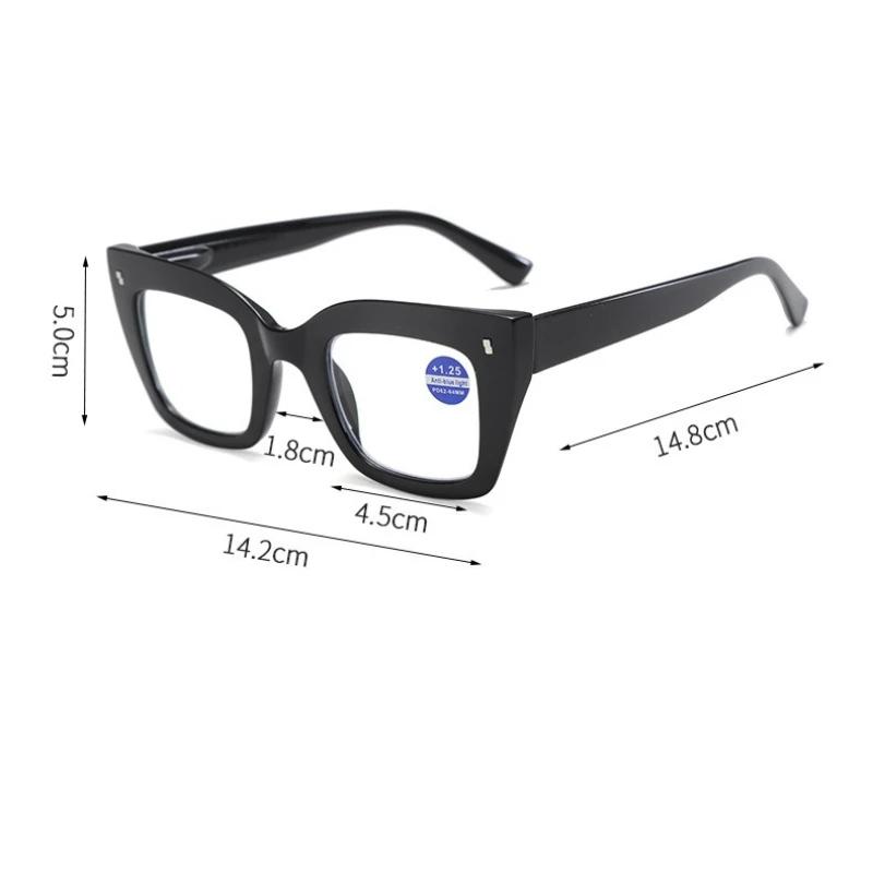 New Anti Blue Light Reading Glasses with Stylish Thick Frame and Large Frame Color Blocking Glasses Diopter To +4.0 Unisex