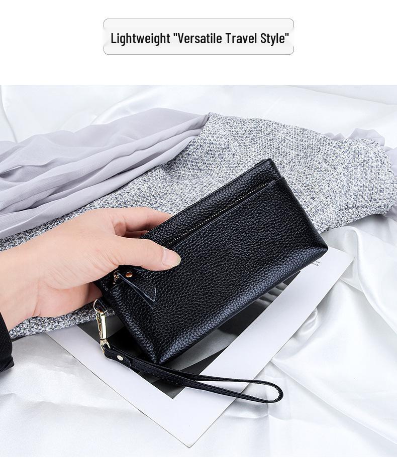Women's Large Capacity Cowhide Clutch Wallet with Phone Storage
