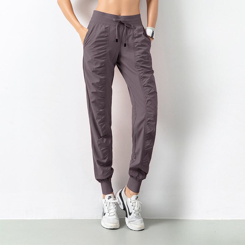 Lulu Women's Lightweight Quick-Dry Pleated Joggers - Breathable, Loose, Slimming, Casual Fitness Pants for Summer Running