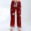 Women's Casual Fashion Christmas Printed Trousers Plush Casual Pants