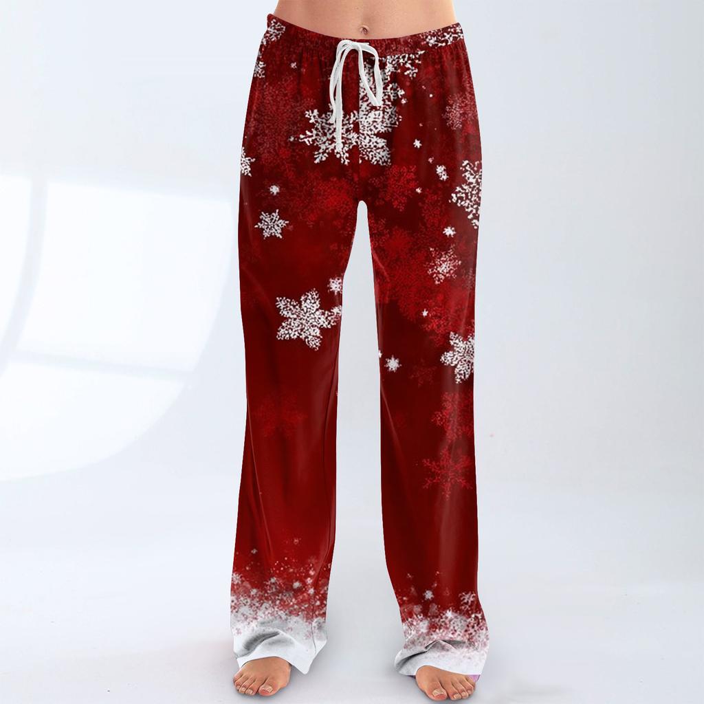 Women's Casual Fashion Christmas Printed Trousers Plush Casual Pants