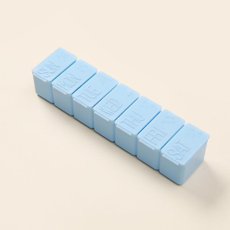 

Таблетница полосового типа 7 дней в неделю Лекарство 7 отделений Подупаковка Коробка для лекарств Удобная коробка для хранения Органайзер для таблеток небесно-голубой