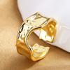 2026 18K Gold Plated Ring Women's Vintage Diamond Ins Simple French Light Luxury Index Finger Geometric Opening Irregular Ring Trend