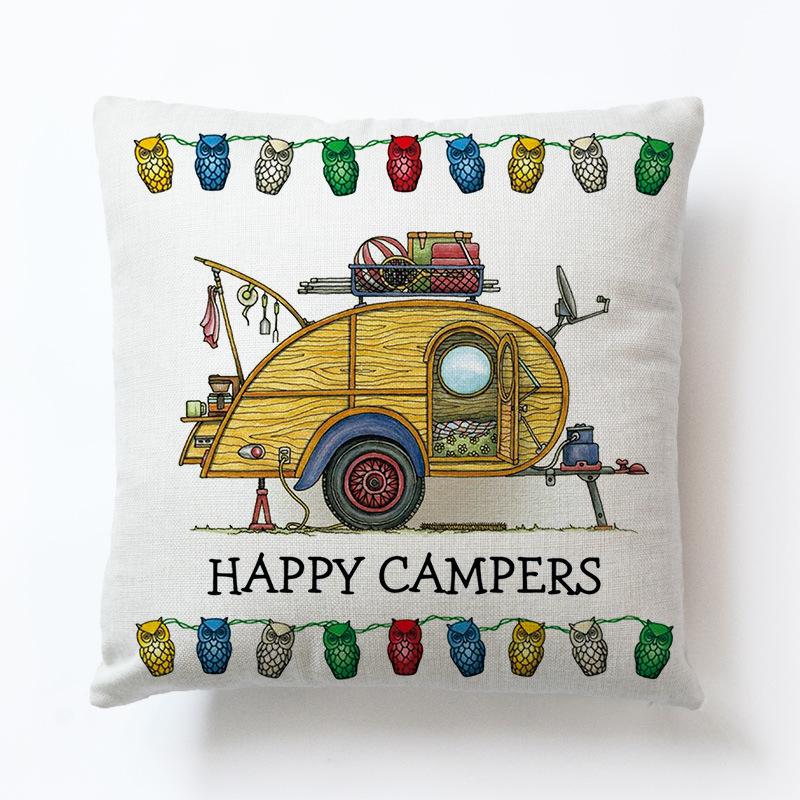 45x45cm Linen Pillow Decorative Linen Cushion Cover Cartoon Vintage Car Pillow Case