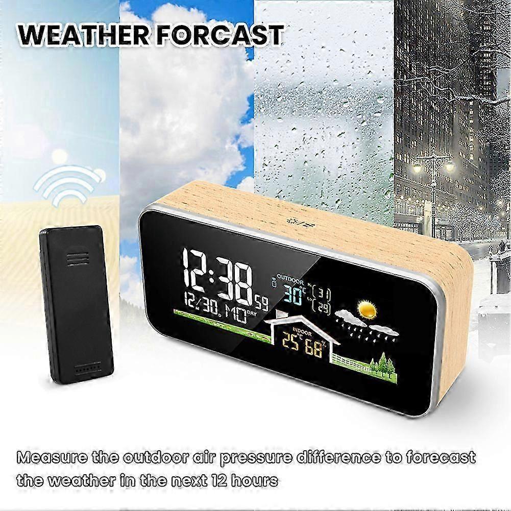 Temperature Humidity Gauge, ,Wireless Home Weather Clock, Thermometers Humidity Clock Indoor Alarm