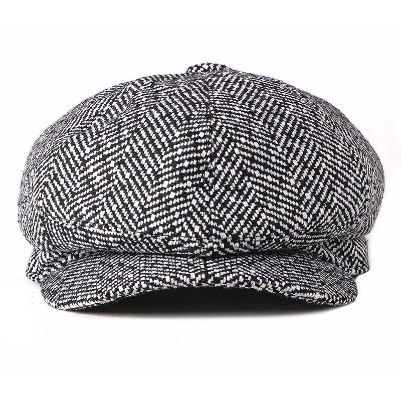 Autumn and Winter Knitted Wool Hat Women's Fashion British Fashion Octagonal Hat Men's Beret Cap Painter Hat