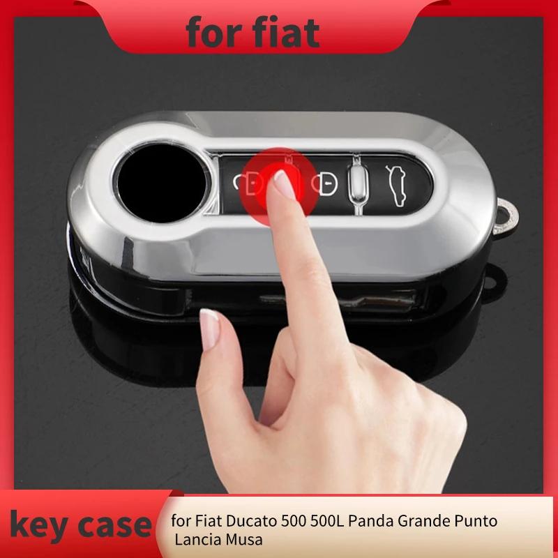 Cover per chiave auto con 3 pulsanti TPU per Fiat Ducato 500 500L Panda Grande Punto Lancia Musa Auto Shell Fob Accessori