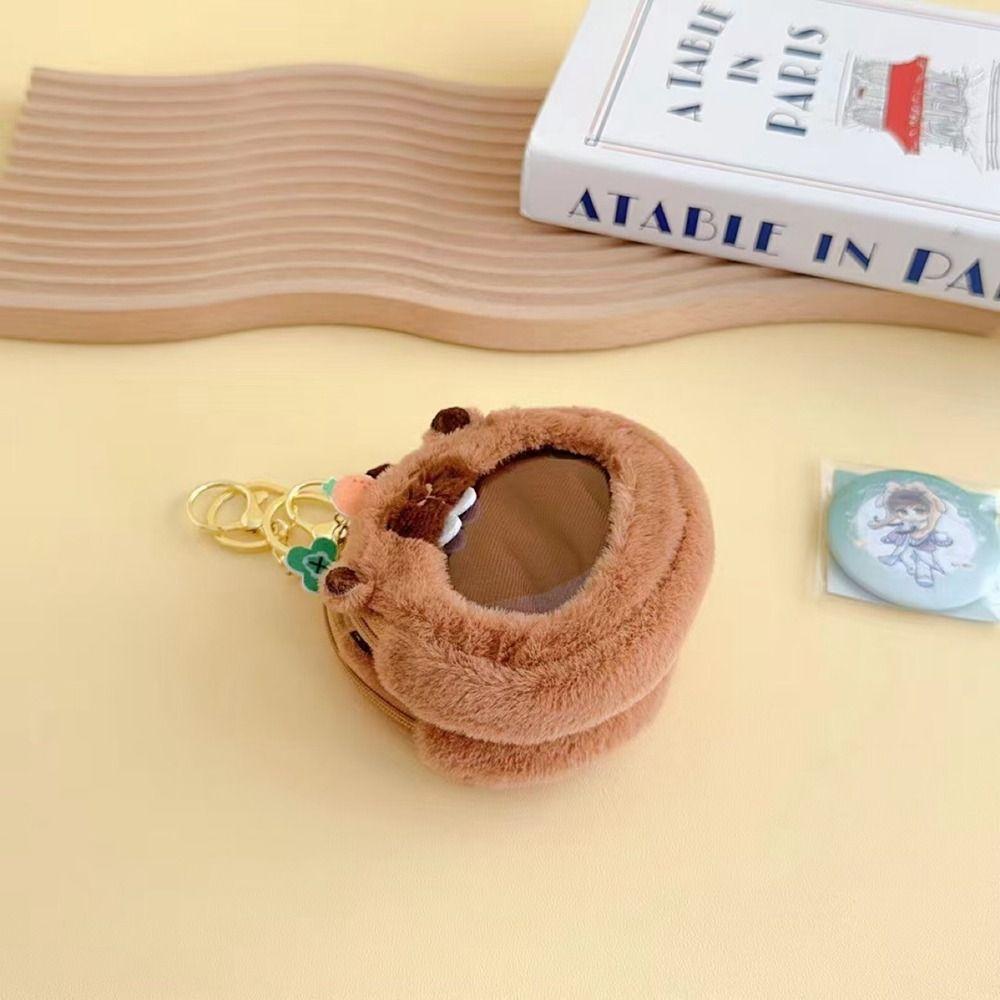 PP Cotton Capybara Zero Wallet Creative Transparent Badge Bag Gift Plush Doll Pendant  Kids