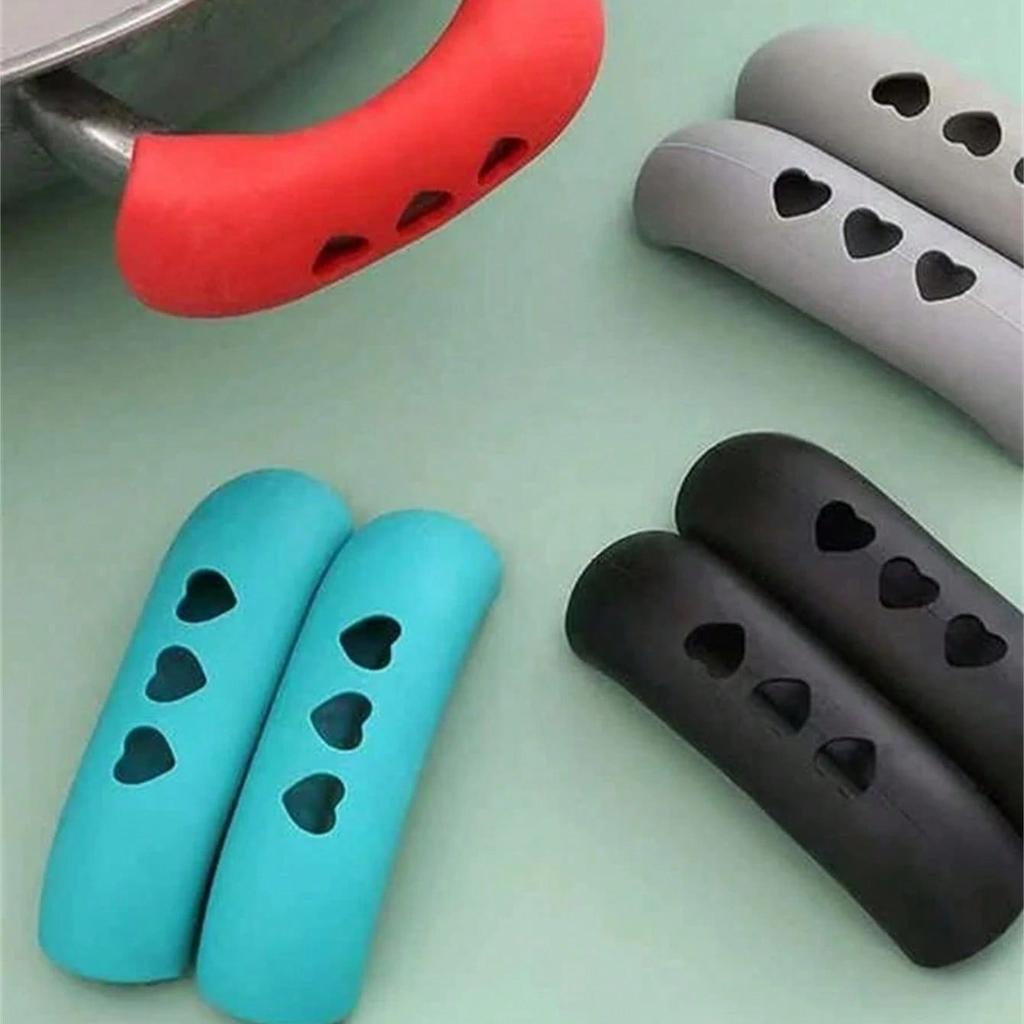 2pcs Silicone Pot Handle Cover, Creative Hollow Out Heart Detail Anti Scald Anti Slip Pot Handle Protector For Kitchen/Kitchen Gadgets/Oven Mitts