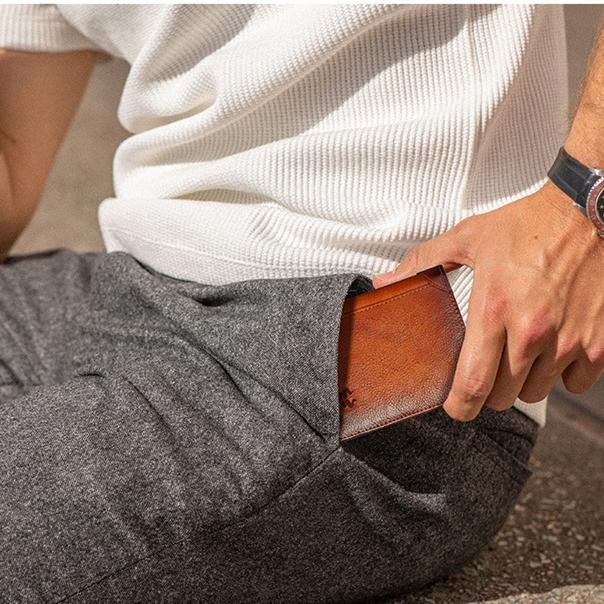 Genuine Men Leather Wallet Wallet Vintage Thin Short Multi Function Card Holder