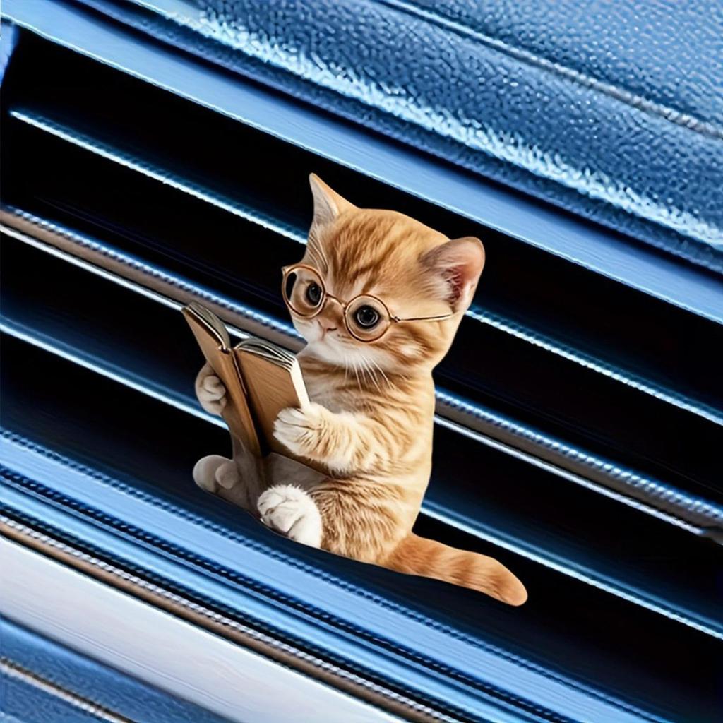 Car Vent Clip - Cat Car Air Vent Decoration - 3D Acrylic Lasting Accessories for Car Driver Men Women