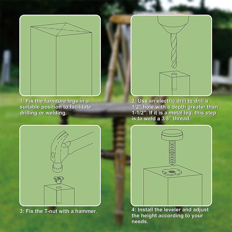 4 buc. Picioare de nivelare reglabile Nivele de mobilier, Nivele de picioare rezistente, cu șuruburi cu inserții filetate pentru masă, dulap, canapea