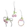 Fashion Beaded Cherry Pendant Phone Straps Lanyard Pocket Keychain Strap Backpack Charm Car Key Decoration Chain