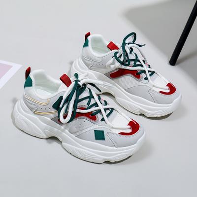 Zapatos de papá de caña baja de malla para mujer, nuevos zapatos de primavera transpirables para estudiantes, deportes, aumento de altura, ocio