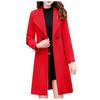 Women Work Solid Vintage Winter  Long Sleeve Button Woolen Jacket Coat