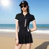 Sports style swimsuit women's one-piece conservative belly cover and thin student skirt soaking in hot spring new swimsuit