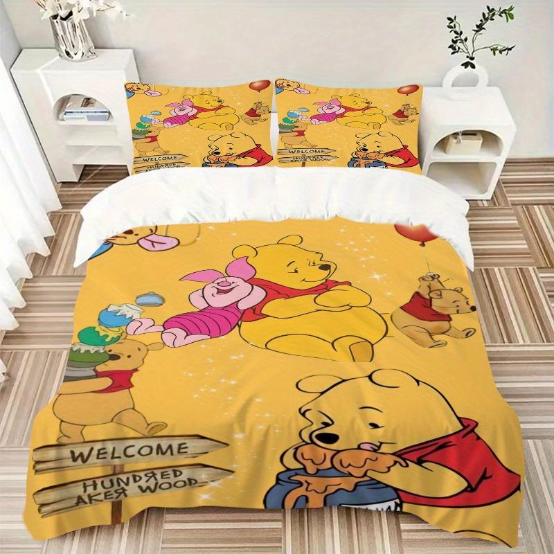 3pcs Piglet and Winnie the Pooh Printed Bedding Set, Soft and Comfortable Quilt Cover for Bedroom Q078